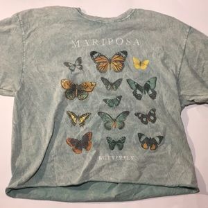 Tillys butterfly t-shirt crop top/size medium